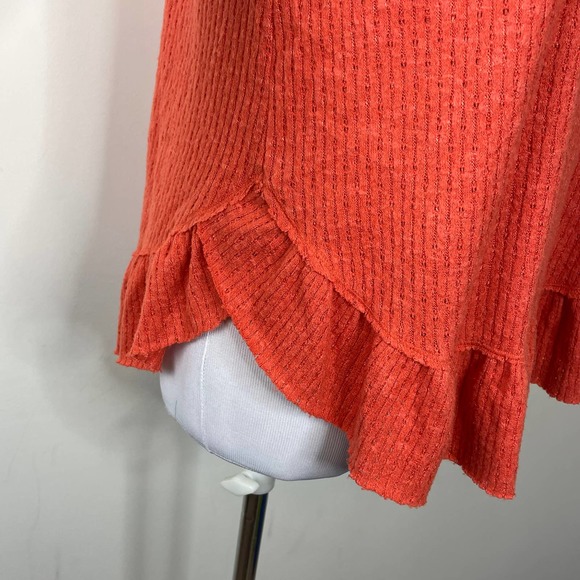 Anthropologie Maeve Orange Peplum Addie Ruffled Hacci Pullover Top Size XS - Picture 4 of 10